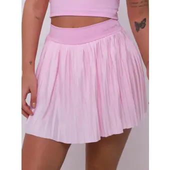 Short Saia Plissada Rosa Blush M